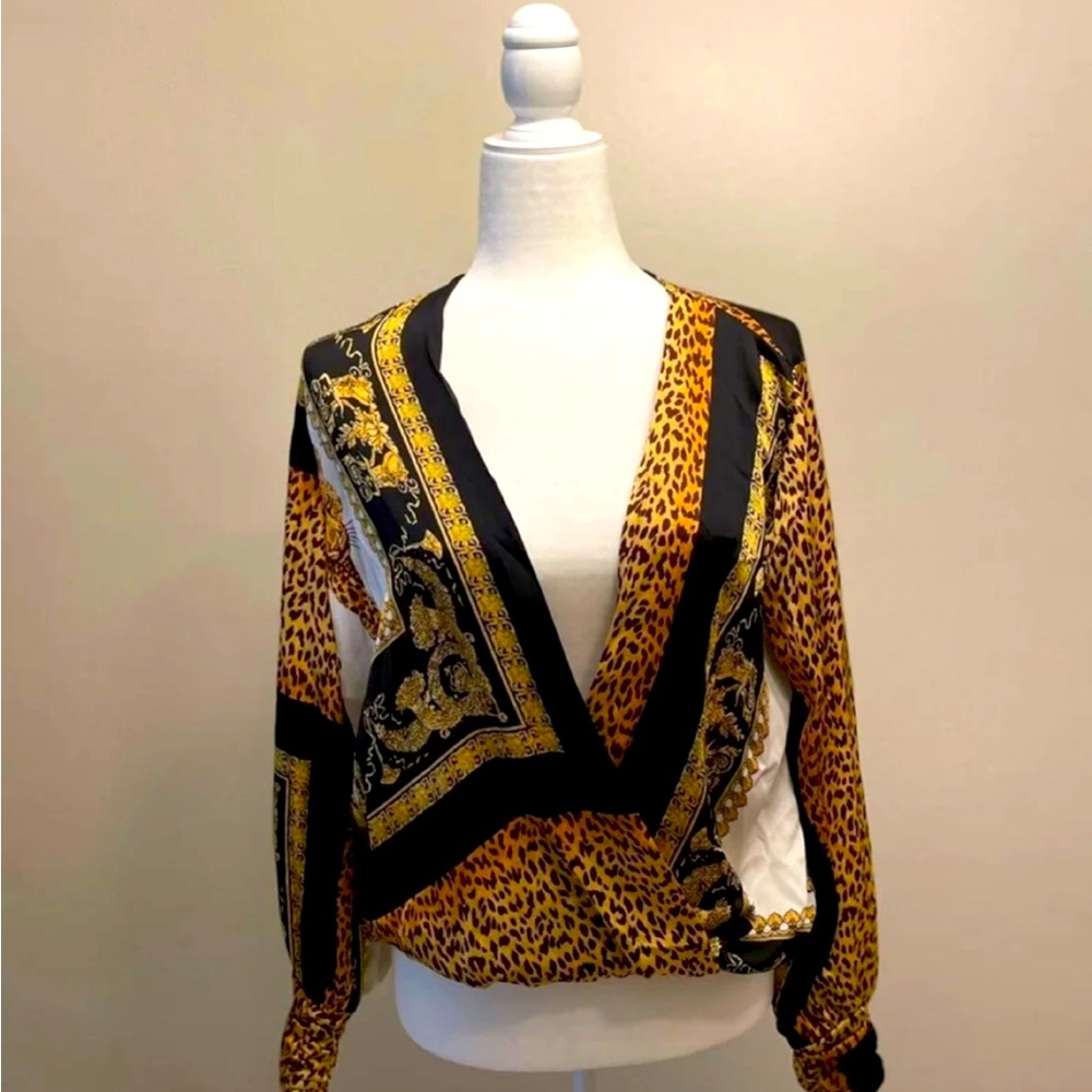 Versace look satin blouse